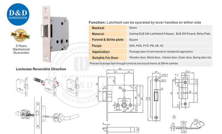 Bloqueio de porta Body-D & D hardware
