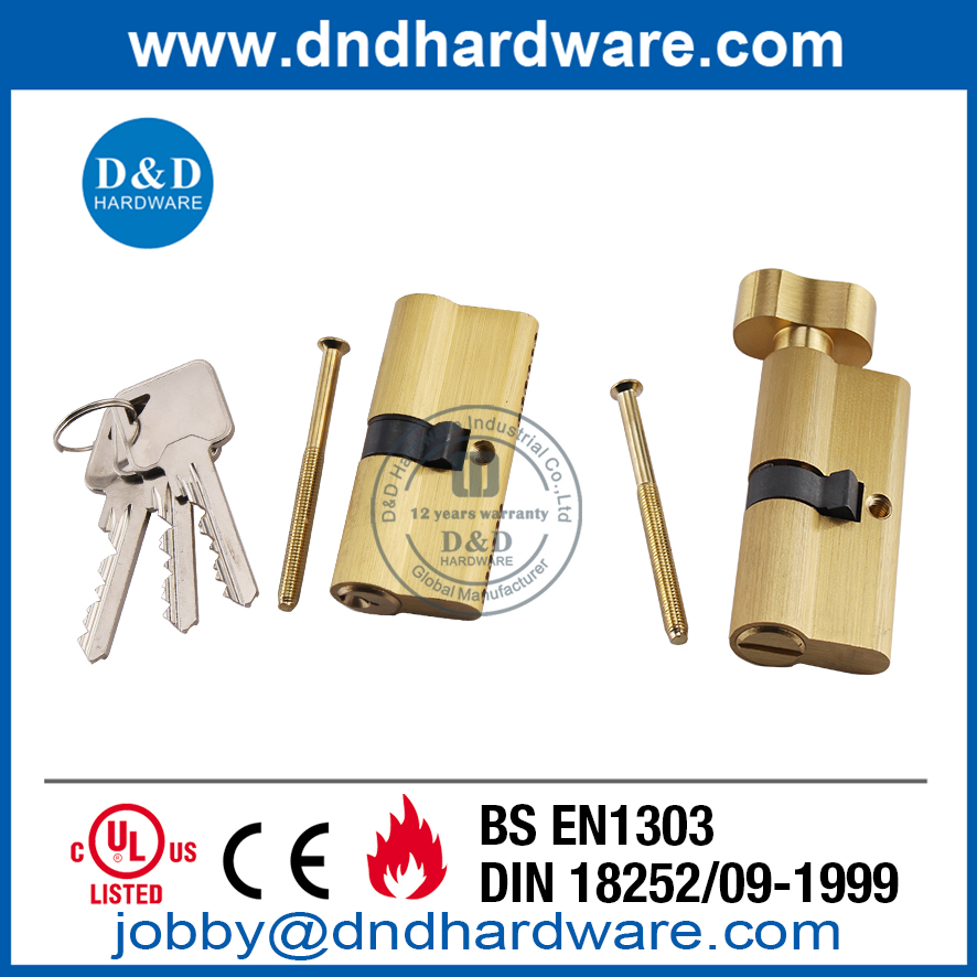 EN 1303 Solid Brass Stain finish silinder pintu ganda Lock-DDLC003