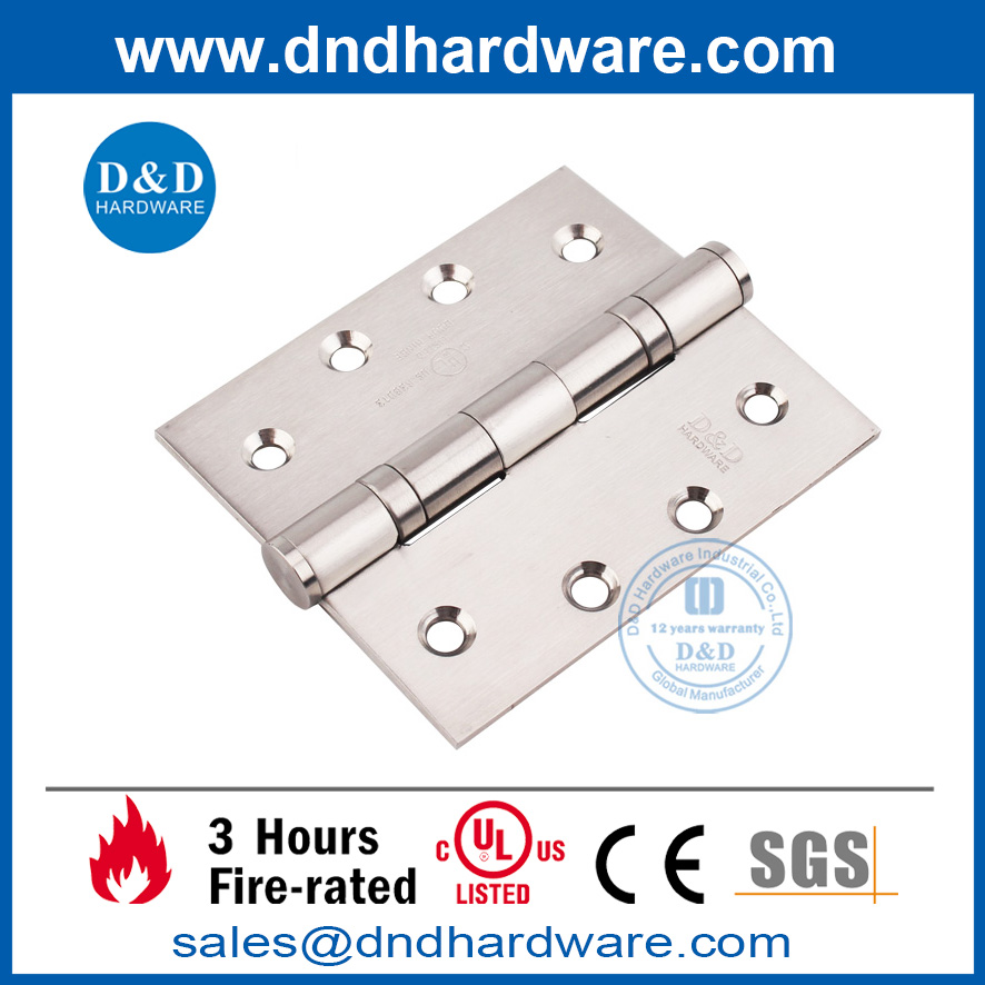 Bisagra de puerta a prueba de fuego de plata de acero inoxidable 316 con certificación UL-DDSS001-FR-4X3.5X3