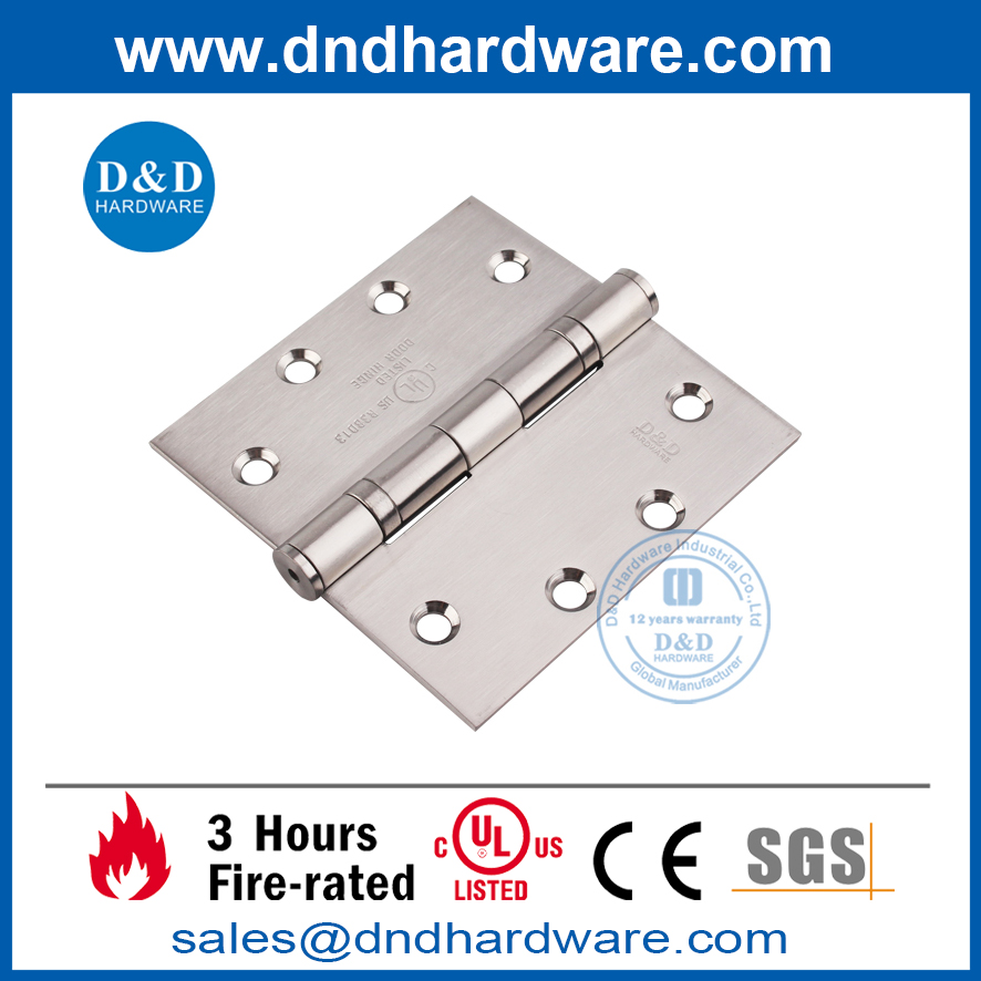 Dobradiça de porta de encaixe de prata 316 de aço inoxidável listada pela UL- DDSS002-FR-4.5X4.5X3