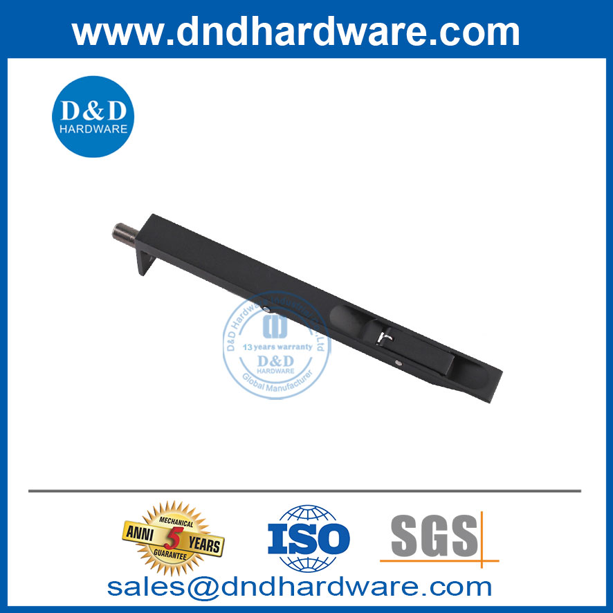 สแตนเลสสตีล 8 นิ้วด้านประตูไม้สีดำฟลัช BOLT-DDDB001