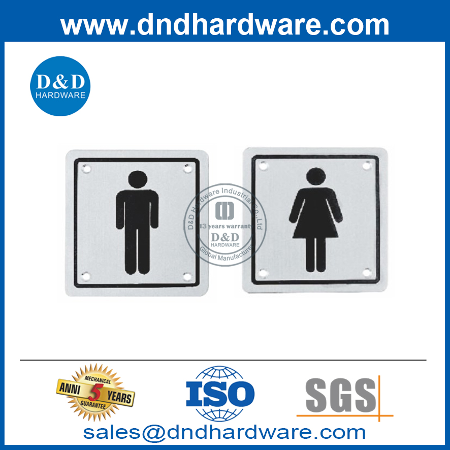 Placa de señalización de puerta de baño público unisex de acero inoxidable-DDSP003