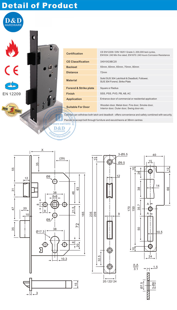 Matt Black Door Lock