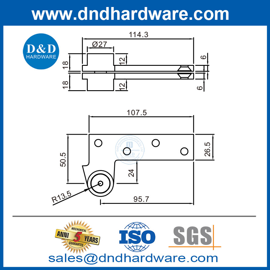 สแตนเลสที่ไม่ถนัดมือหนักสำหรับการทำประตูแบบออฟเซ็ตประตูหมุนบานพับ DDSS068