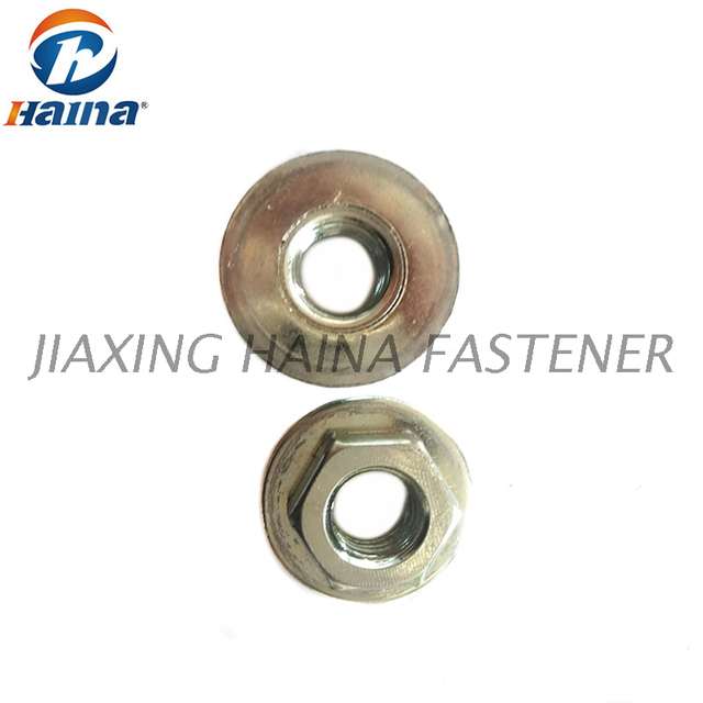 Écrou à bride hexagonale dentelé M8 M10 plaqué zinc ordinaire en acier au carbone