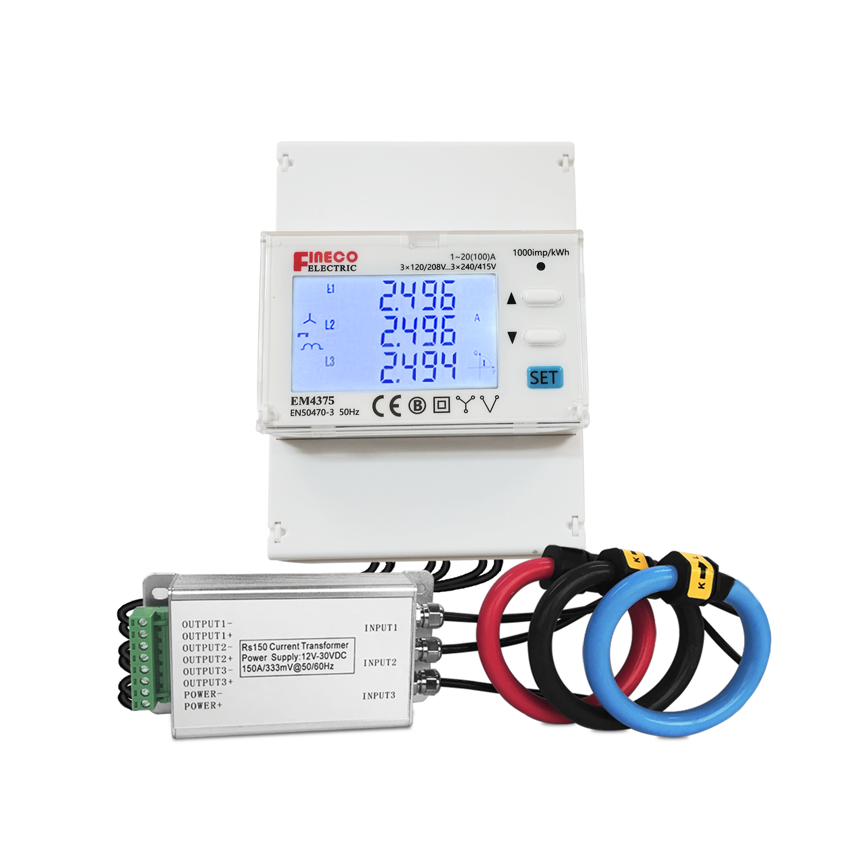 EM4375 three phase ~333mV~RS485~S0~DO~Dual source tariff energy Meter for Solar System Home