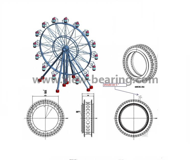 Engranaje interno de bola de una hilera de servicio pesado rodamiento de anillo giratorio de gran tamaño para rueda de la fortuna 