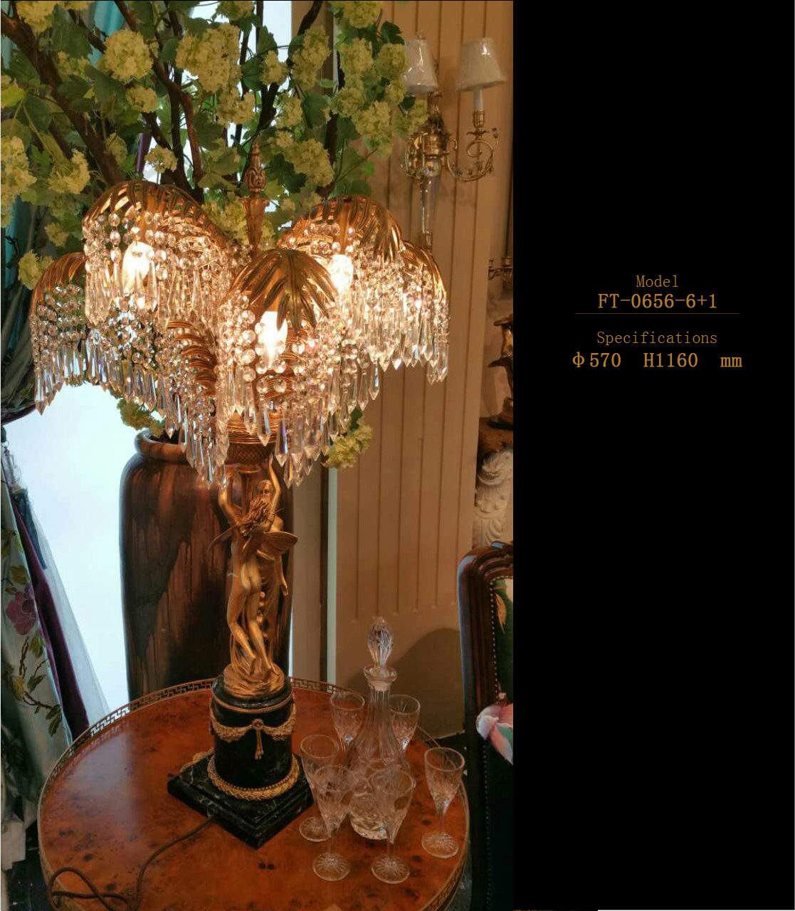 Роскошная элегантная гостиная Crystal латунное настольное освещение (FT-0656-3+3)