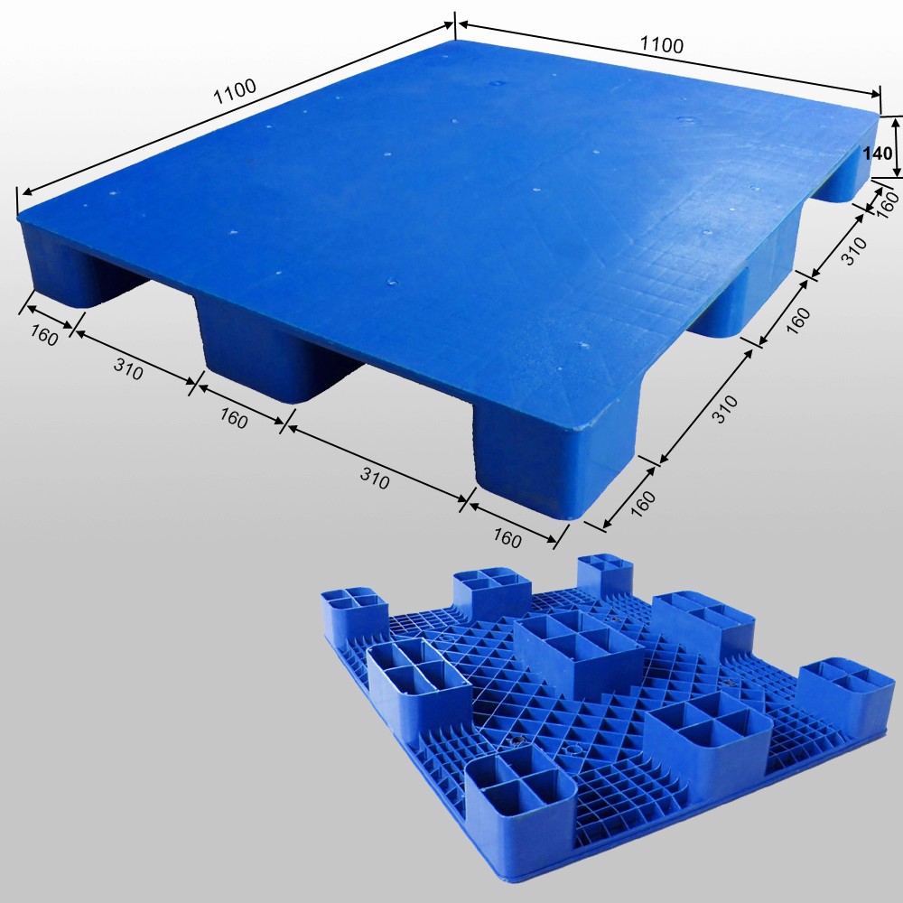 L1100 * W1100 * H140m pallet de plástico con 9 tarifas y cubierta cerrada