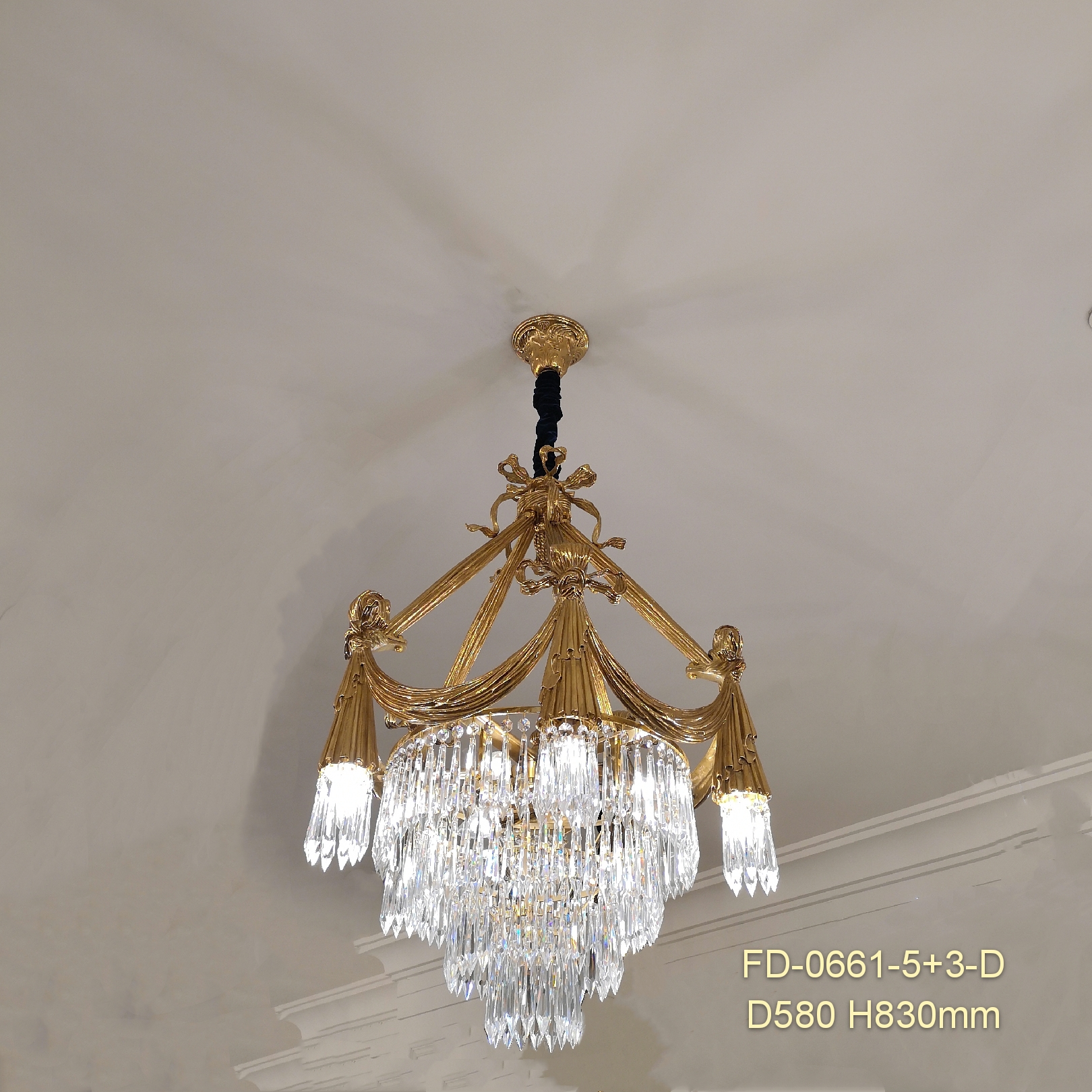 Хрустальные декоративные антикварные латунные люстры для отеля Villa (FD-1713-8+8+4)