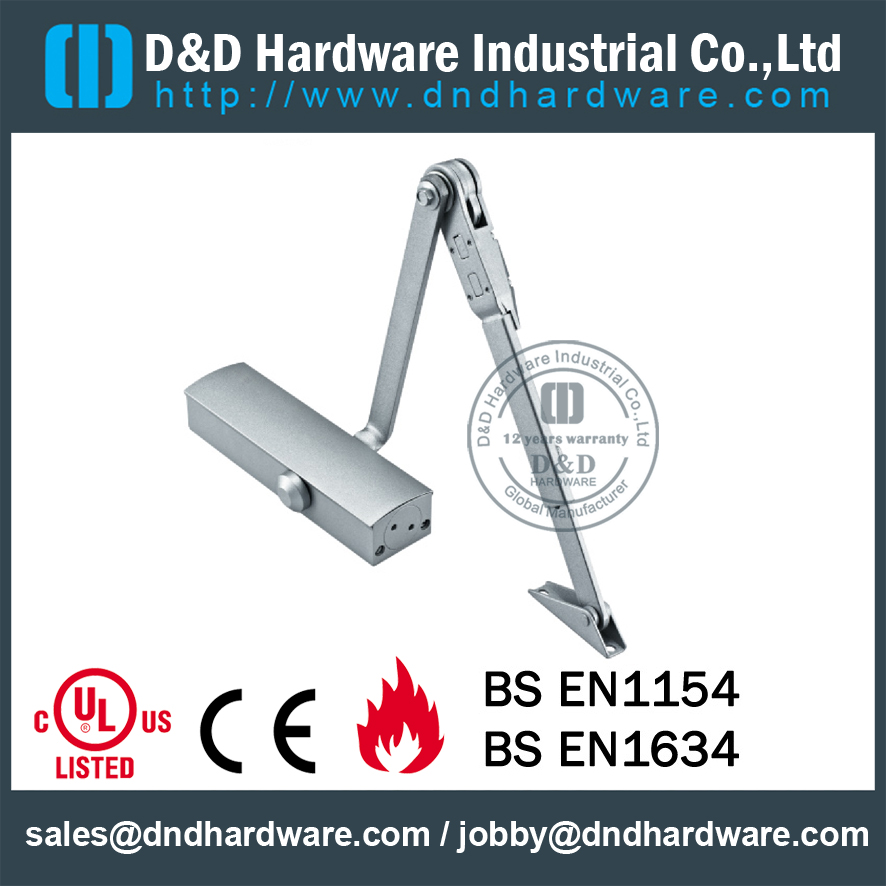 Aleación de aluminio Posicionable Posicionamiento tipo D Cierrapuertas para puerta batiente - DDDC-22