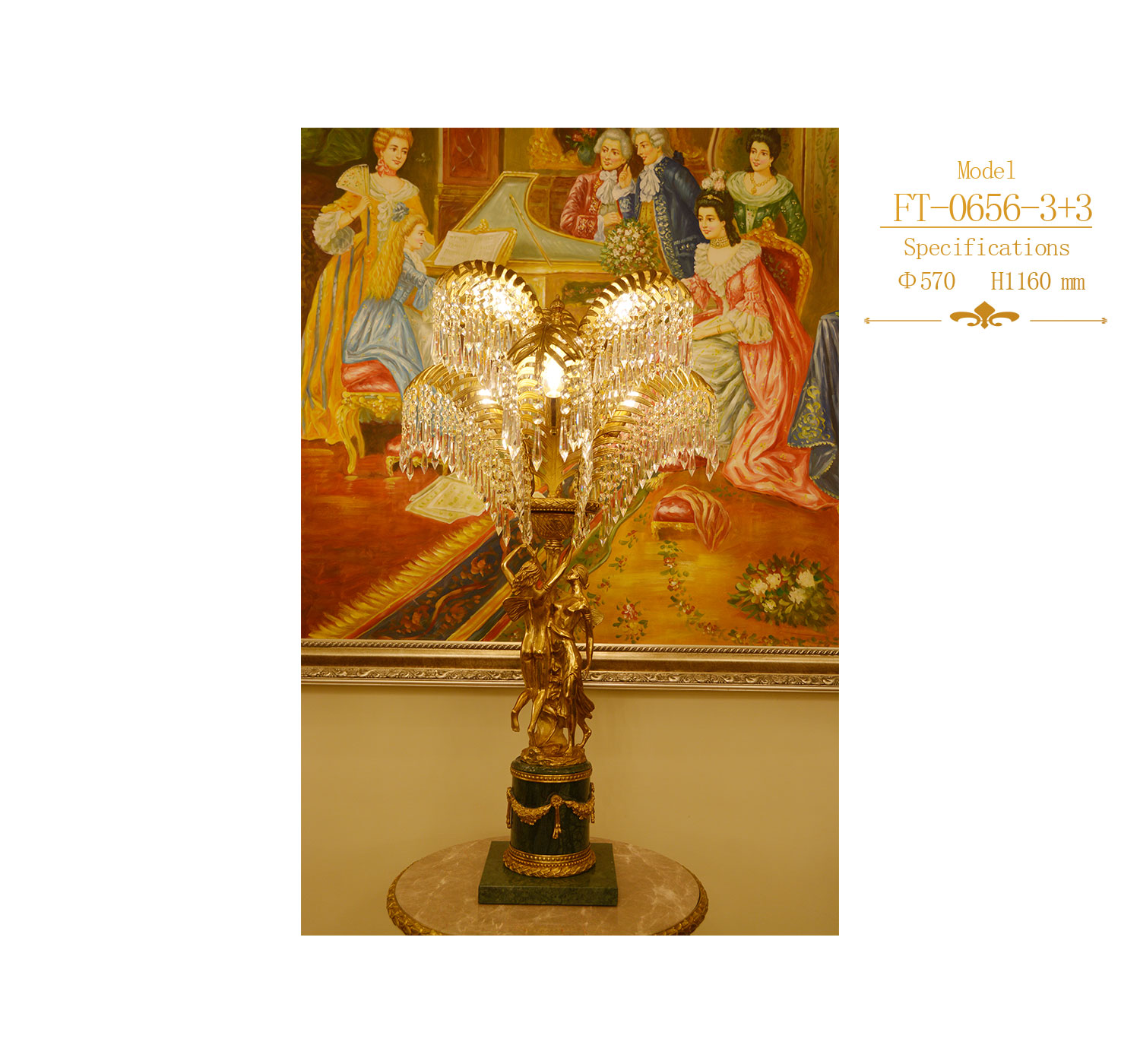 Роскошная элегантная гостиная Crystal латунное настольное освещение (FT-0656-3+3)