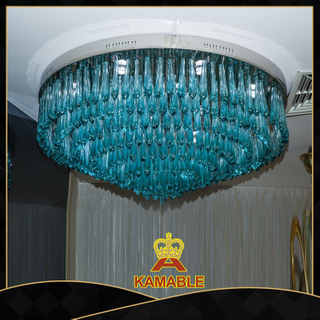 Оптовые ручные выдувные голубые люстры в стиле Чихули из муранского стекла (KA228)