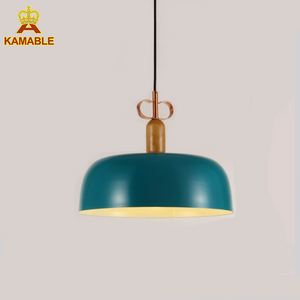 Подвесной светильник для украшения дома из стали и дерева зеленого цвета (KM0129P-1B)