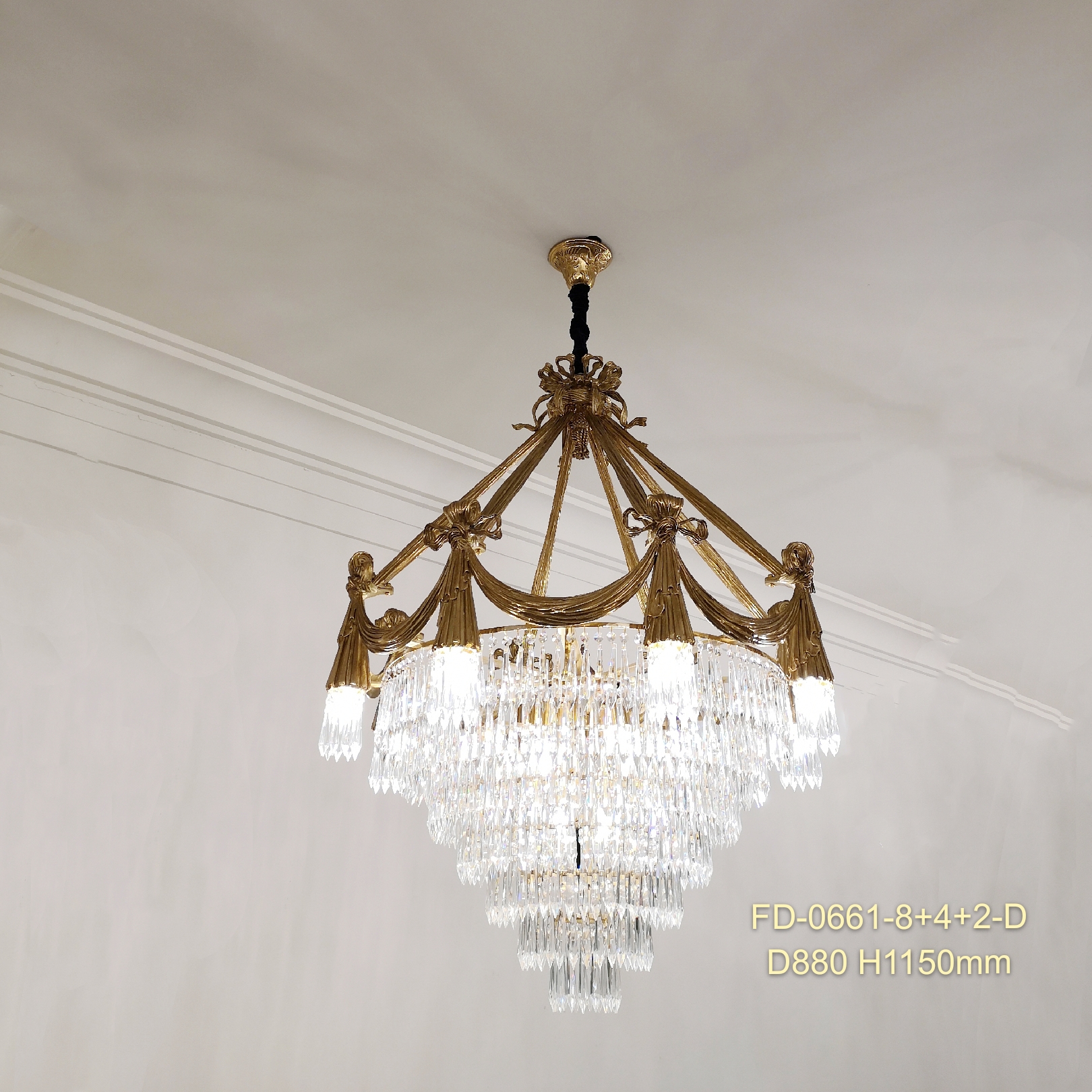 Хрустальные декоративные антикварные латунные люстры для отеля Villa (FD-1713-8+8+4)