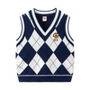 Kids Argyle Knit Vest - Preppy Style V-Neck Sleeveless Sweater Vest for School Uniform