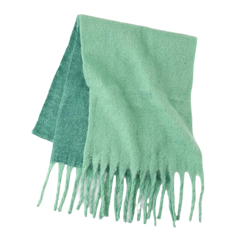 Soft Fuzzy Gradient Red Fringed Scarf - Warm Winter Scarf for Women & Men
