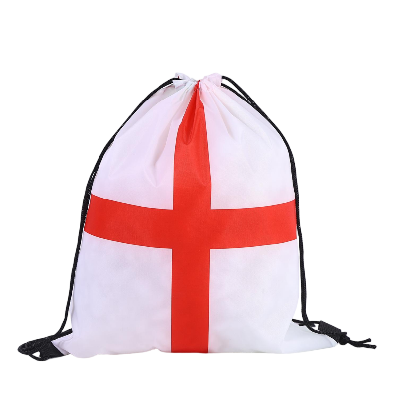 Union Jack UK Flag Print Drawstring Backpack - Lightweight Sports Gym Sackpack for Travel & Events