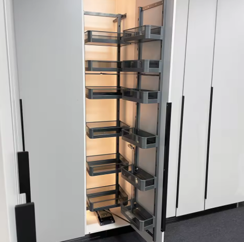 Space Saving Pantry Unit Basket Multi Tier Pull out Storage Rack