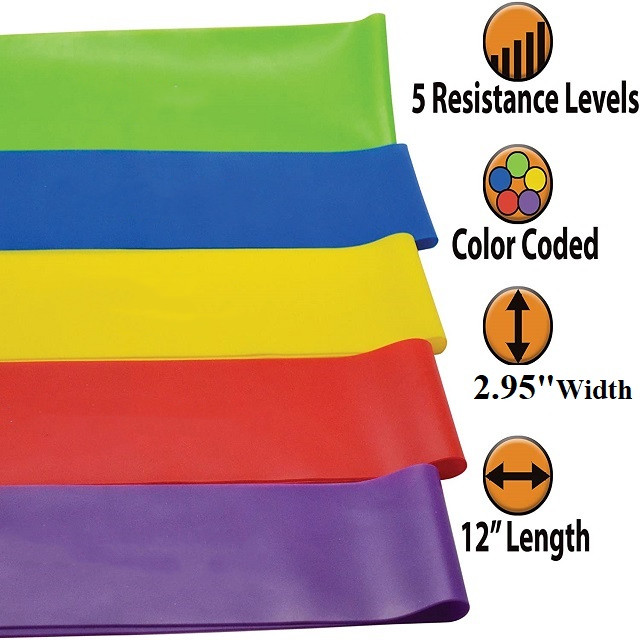 Exercise Bands for Working Out Arms, Legs and Butt ,Latex Resistance Bands Set for Women, Men – Physical Therapy, Fitness - 5 Extra Wide Bands of Increasing Resistance