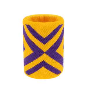 Purple & Yellow X-Pattern Sports Wristband for Athletic Support