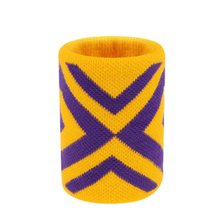 Purple & Yellow X-Pattern Sports Wristband for Athletic Support