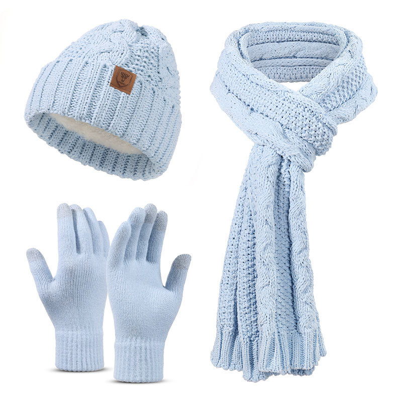 Winter Knit Hat Scarf Gloves Set - Cable Knit Thermal Beanie, Scarf & Touchscreen Gloves for Cold Weather