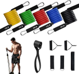 Exercise Resistance Bands Set, Fitness Workout Bands 11PC with Fitness Tubes, Foam Handles, Ankle Straps, Door Anchor 100LB