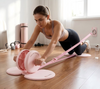 Body Factor Macaroon AB Wheel with Resistance Band | Adjustable Core Training Roller for Home Gym