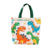 Cute Cartoon Monster Print Canvas Tote Bag - Reusable Shopping Bag with Yellow Handles for Daily Use