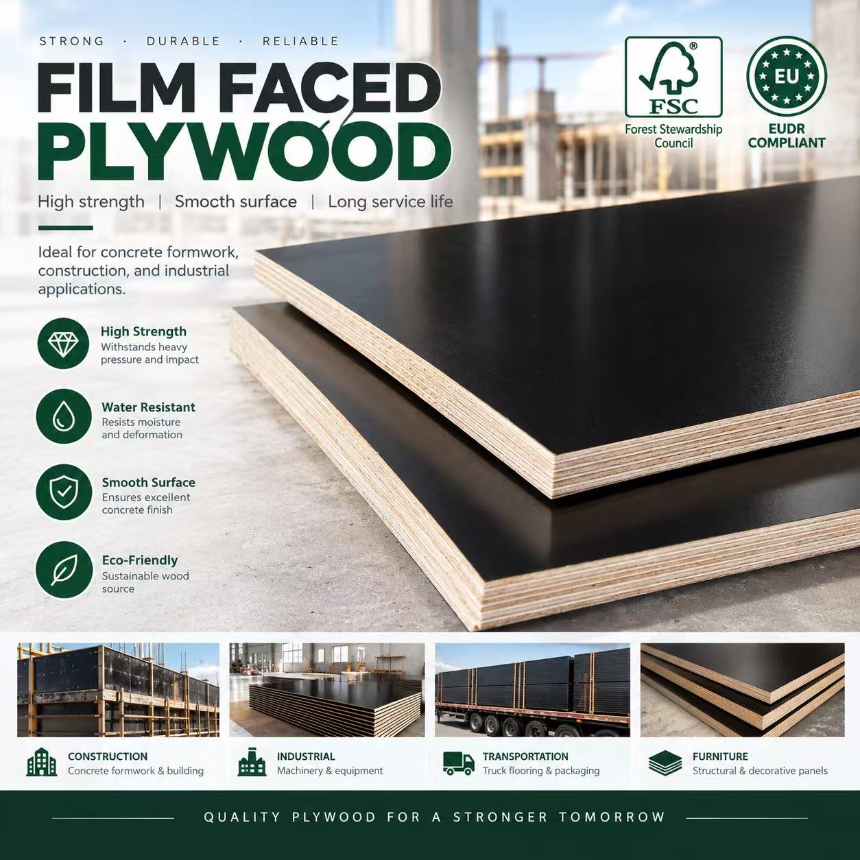 Film Faced Plywood for Construction From Linyi Plywood Factory