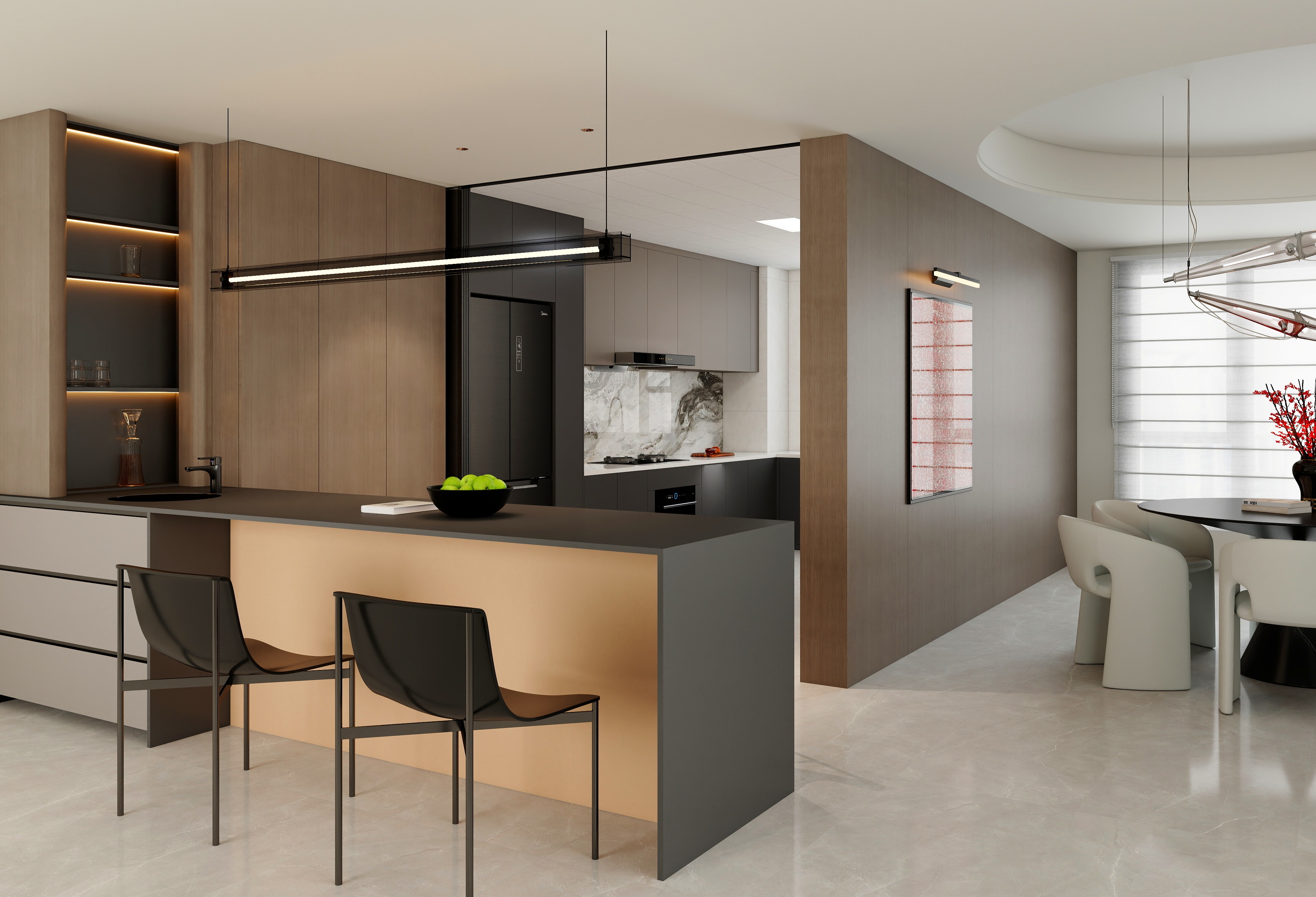 European Style Modern High Gloss Wall Cabinet Slim Tall Unit Narrow Corner Kitchen Storage Cabinet (MDF/PVC/Lacquer)