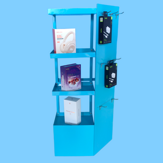 versatile high classic sheet metal retail shop display fixture with shelf and pegboard