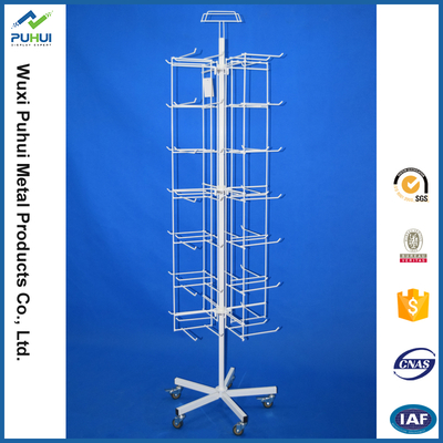 Metal Wire Spinning Floor Display Rack With Hook Hangers(PHY2056)