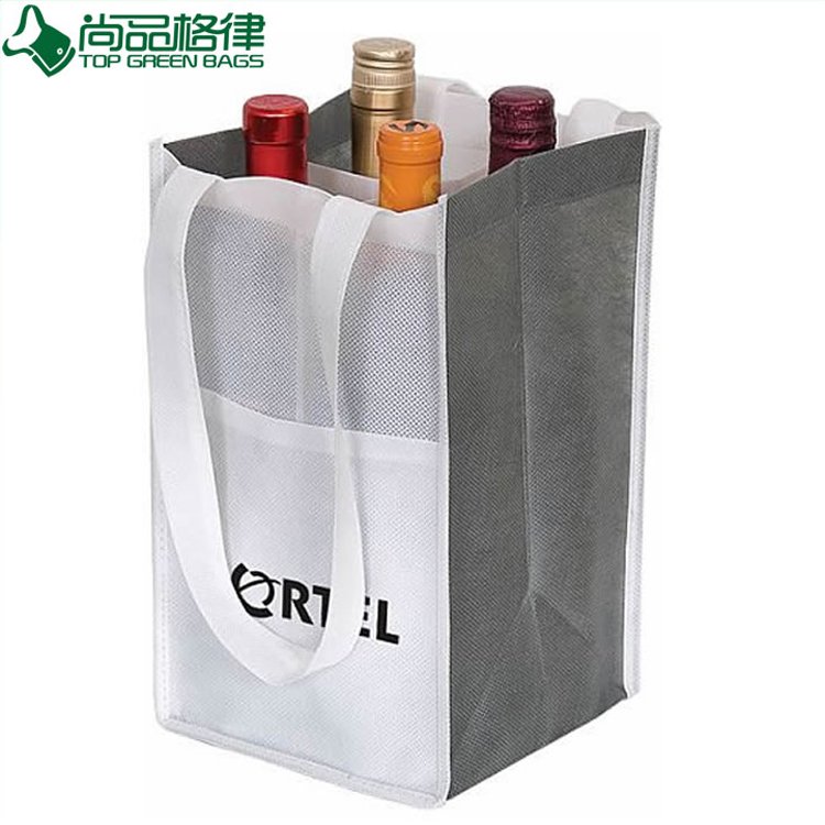 Wholesale Cheap Non Woven 4 Bottles Wine Bag (TP-WB072)