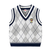 Kids Argyle Knit Vest - Preppy Style V-Neck Sleeveless Sweater Vest for School Uniform