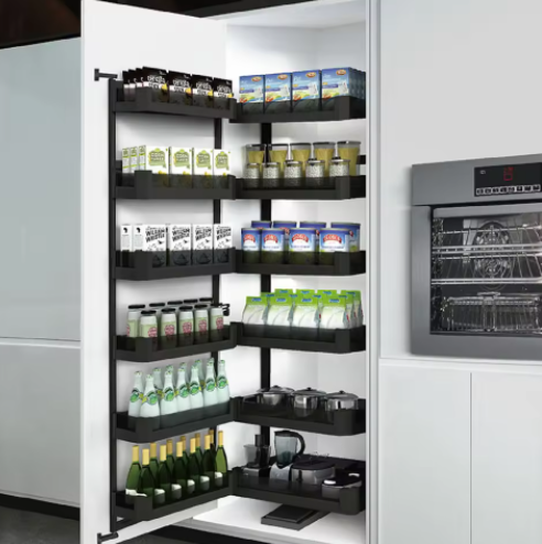 Space Saving Pantry Unit Basket Multi Tier Pull out Storage Rack