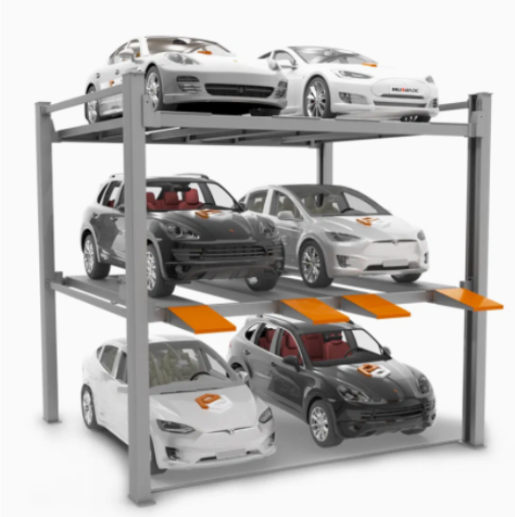 4 Post Car Parking Lift 6 Cars Storage Triple Car Stacker
