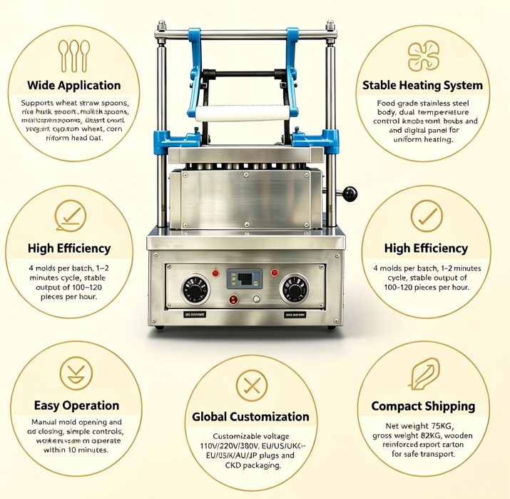 New Compact Edible Tableware Molding Machine: Your Low-Cost Gateway to Eco-Friendly Cutlery Production