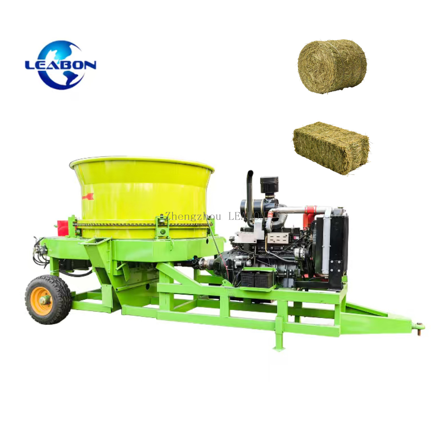 Spray-type Discharging Diesel Type Straw Bale Crusher Alfalfa Grass Shredder