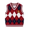 Kids Argyle Knit Vest - Preppy Style V-Neck Sleeveless Sweater Vest for School Uniform