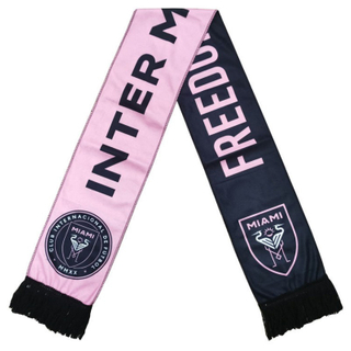 Pink & Black Fan Scarf with Team Logos for Football Supporters
