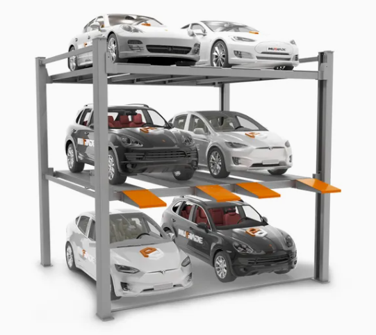 3 Levels Vehicle Parking Lift System Double Platform 6 Cars Stacker