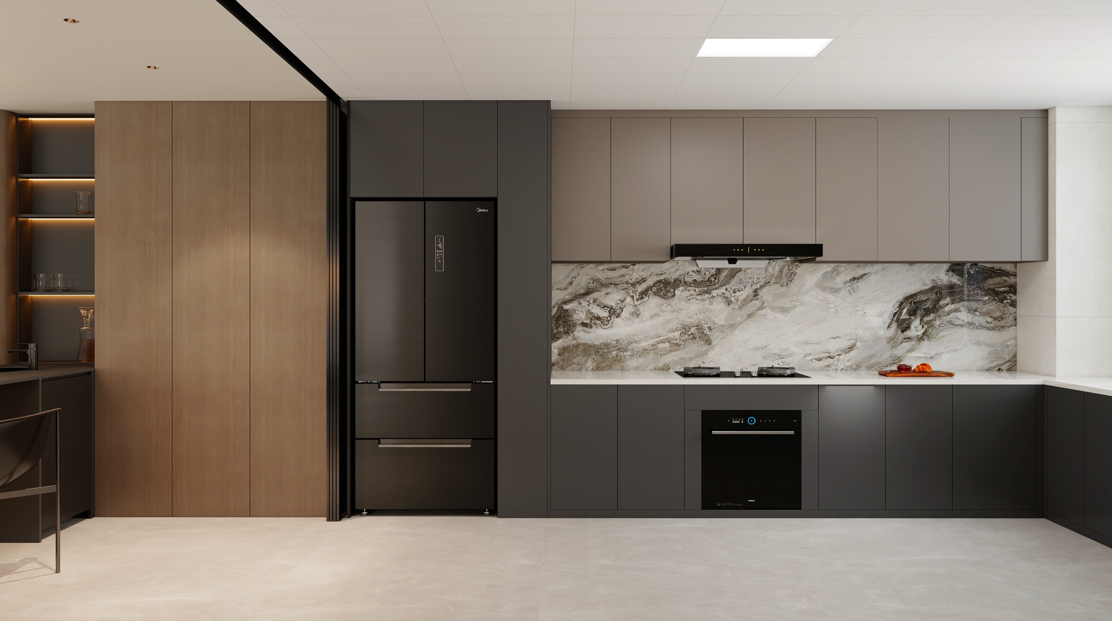 European Style Modern High Gloss Wall Cabinet Slim Tall Unit Narrow Corner Kitchen Storage Cabinet (MDF/PVC/Lacquer)