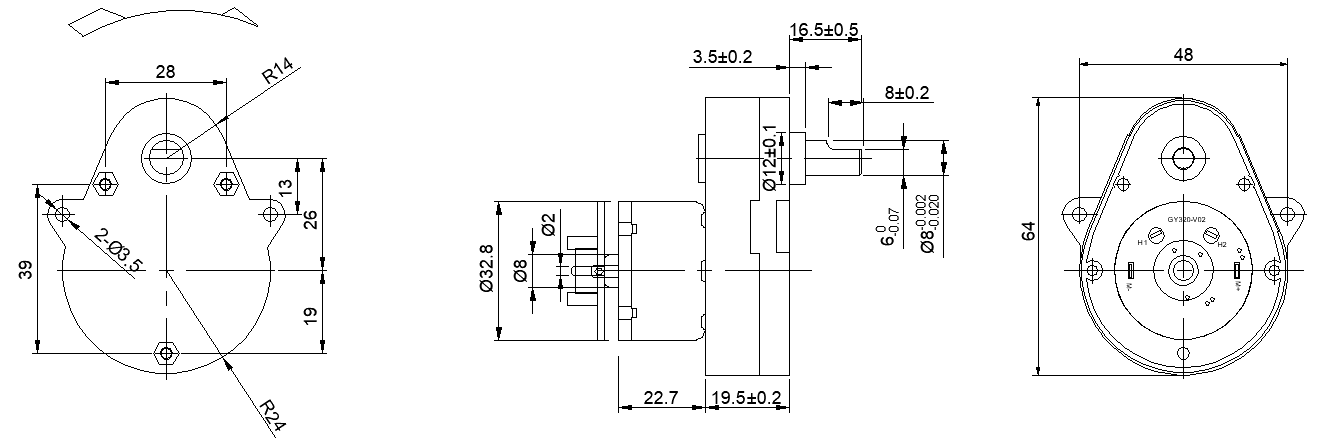 48电机G2厚板尺寸图