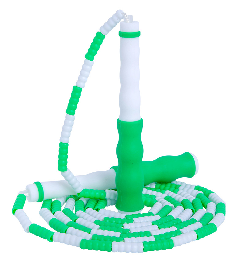 2021 Newest Green Hard Bead Jump Rope Cardio Long Handles Weighted Beaded Skipping Jump Rope