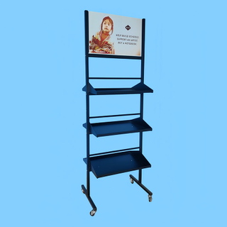 3 Layer Steel Shelf Metal Display Rack With Top Sign