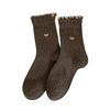 Cute Ribbed Cotton Frill Trim Embroidery Socks for Women