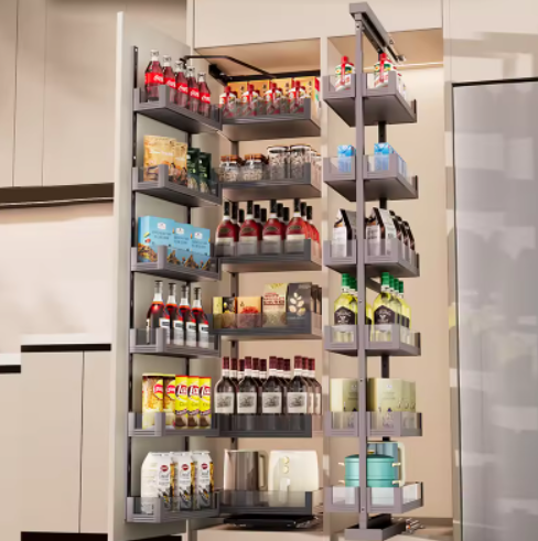 Space Saving Pantry Unit Basket Multi Tier Pull out Storage Rack