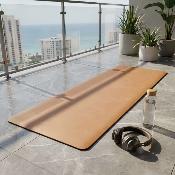 Premium PU Leather & TPE Folding Yoga Mat - Non-Slip Foldable Fitness Mat for Travel, Home Gym, and Professional Workouts